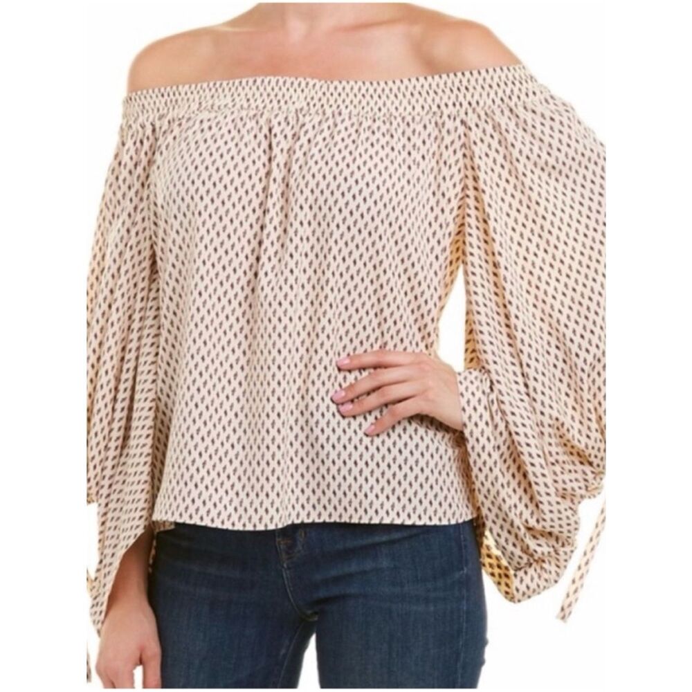 Misa Los Angeles Adeli Printed Off
Shoulder Tie Top Size XS